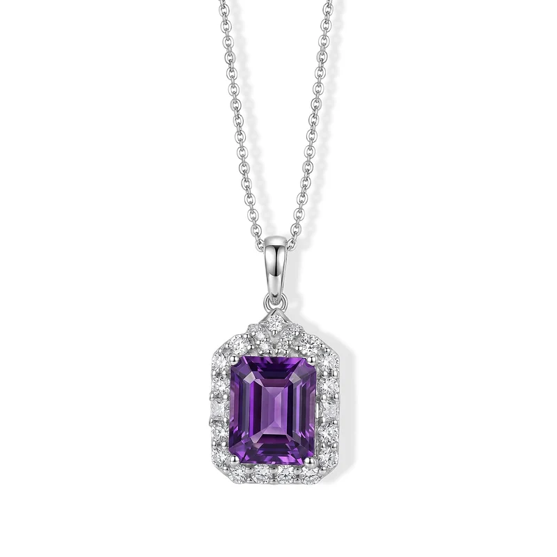 D'Joy AA Sambischer Amethyst, Moissanit Schmuckset (10-15 Werktage Lieferzeit) ca. 45 cm 925 Silber Rhodiniert ca. 3,63 ct.