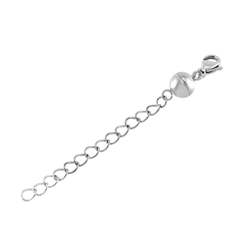 2er-Set Magnet-Karabinerverschluss mit 5cm Extender, Edelstahl rhodiniert
