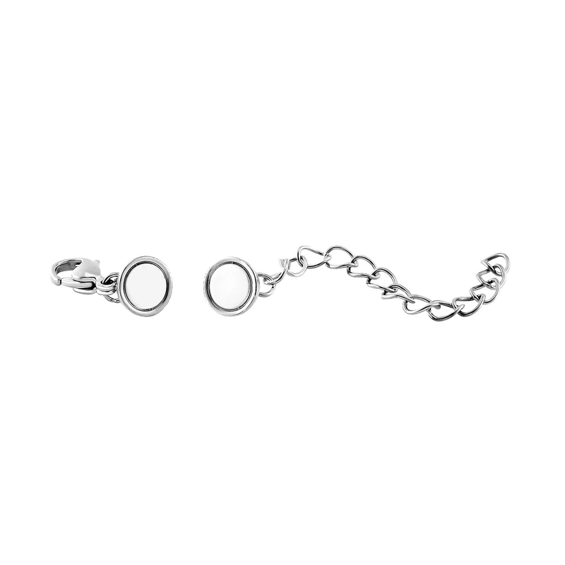 2er-Set Magnet-Karabinerverschluss mit 5cm Extender, Edelstahl rhodiniert