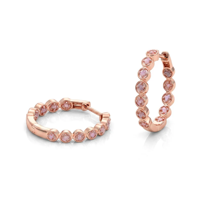 D'Joy Rosa Diamant Ohrringe, 925 Silber 750 Roségold Vermeil - 0,43 ct.