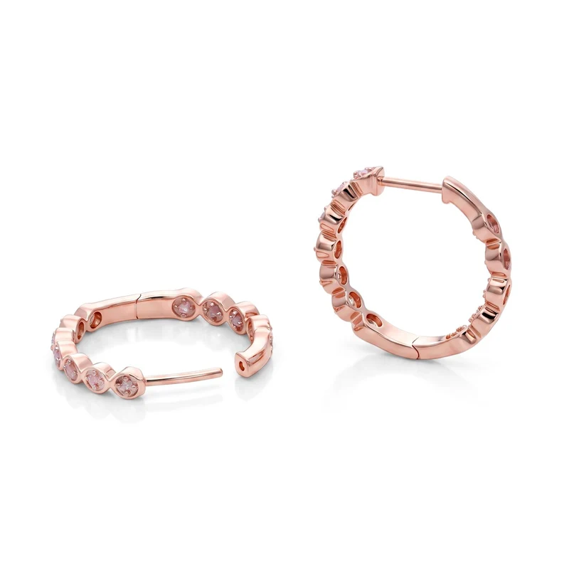 D'Joy Rosa Diamant Ohrringe, 925 Silber 750 Roségold Vermeil - 0,43 ct.