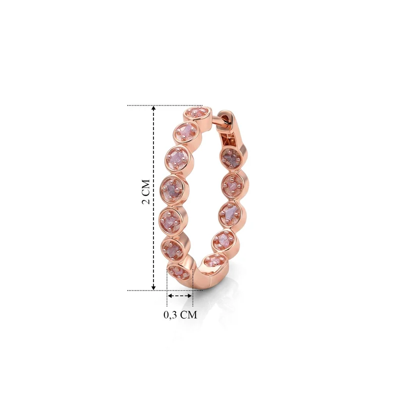D'Joy Rosa Diamant Ohrringe, 925 Silber 750 Roségold Vermeil - 0,43 ct.