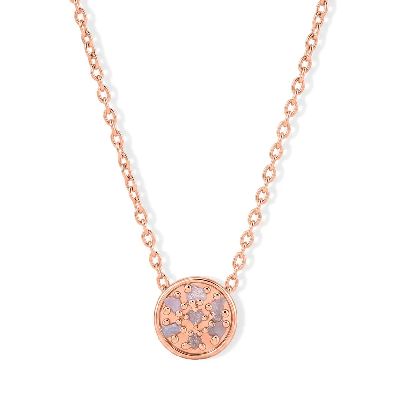 D'Joy natürliche Rosa Diamant Anhänger mit 45+5cm Kette, 925 Silber 750 Roségold Vermeil - 0,05 ct.