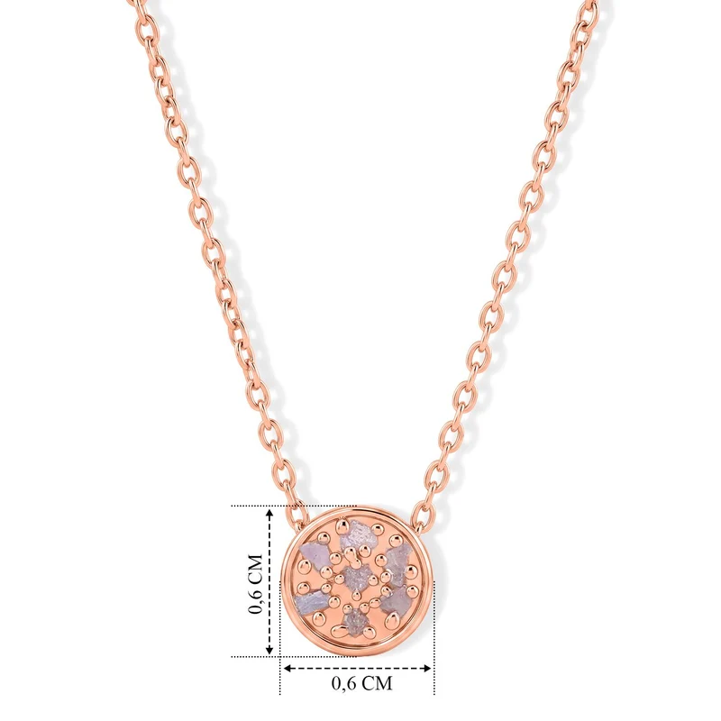 D'Joy natürliche Rosa Diamant Anhänger mit 45+5cm Kette, 925 Silber 750 Roségold Vermeil - 0,05 ct.