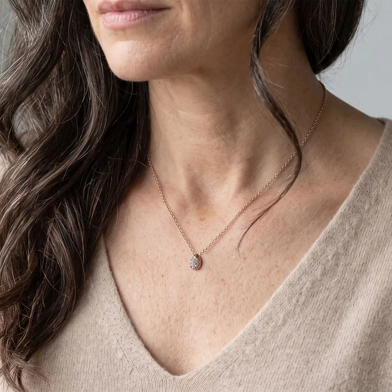 D'Joy natürliche Rosa Diamant Anhänger mit 45+5cm Kette, 925 Silber 750 Roségold Vermeil - 0,10 ct.