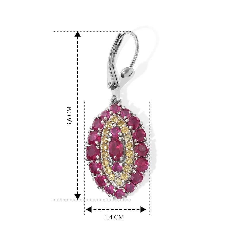 D'Joy Afrikanischer Rubin (Fissure gefüllt) Ohrringe 925 Silber Rhodiniert ca. 5.09 ct