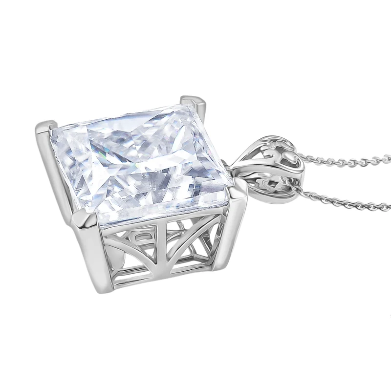 D'Joy Moissanit Anhänger mit Kette, ca. 50 cm 925 Silber rhodiniert ca. 30.11 ct