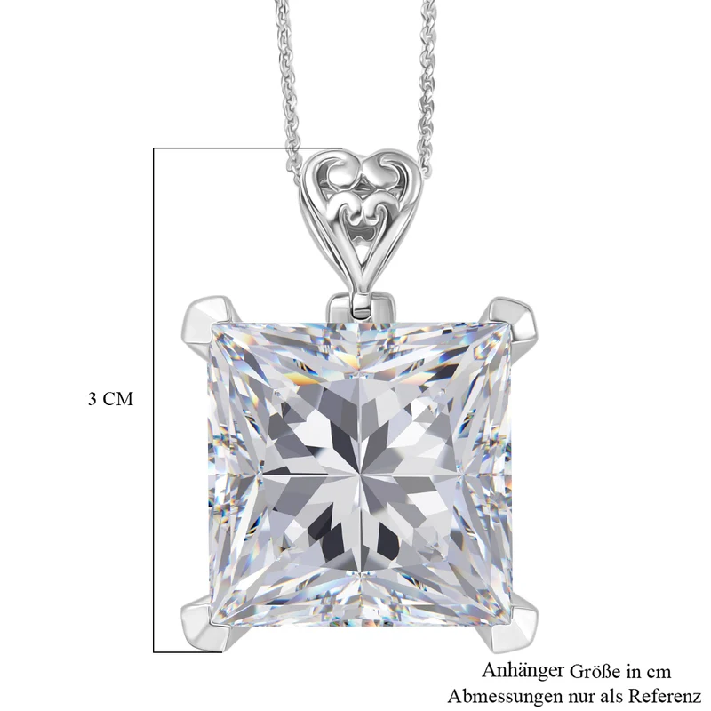D'Joy Moissanit Anhänger mit Kette, ca. 50 cm 925 Silber rhodiniert ca. 30.11 ct