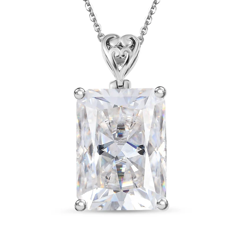 D'Joy Moissanit Anhänger mit Kette, ca. 50 cm 925 Silber rhodiniert ca. 30.11 ct