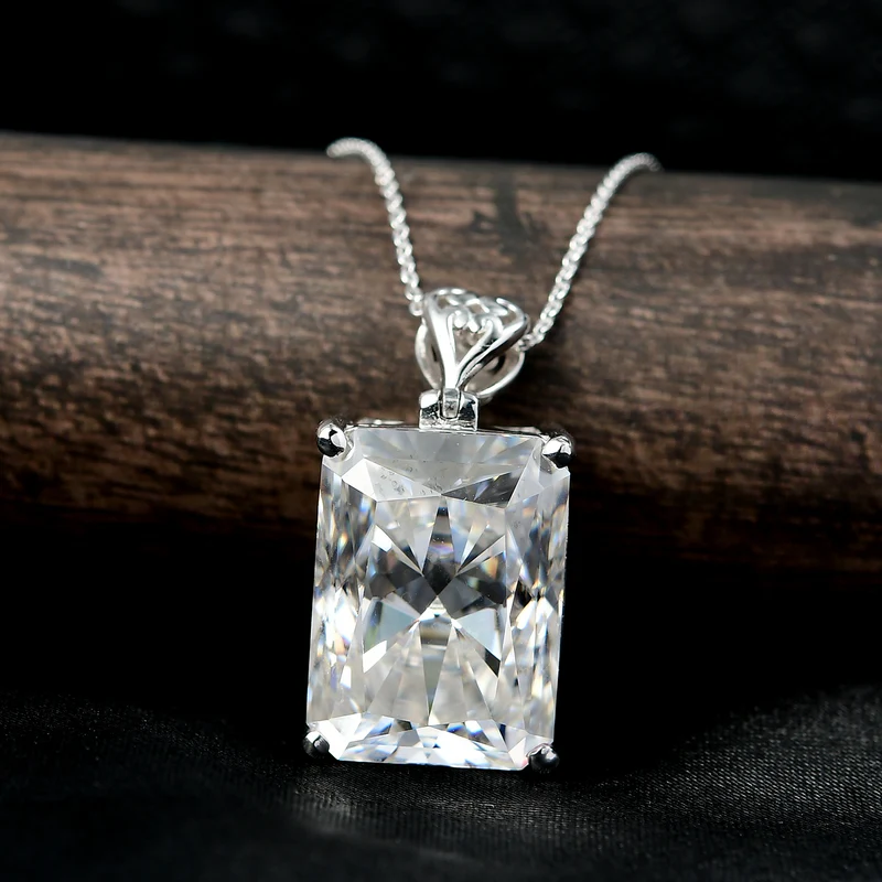 D'Joy Moissanit Anhänger mit Kette, ca. 50 cm 925 Silber rhodiniert ca. 30.11 ct