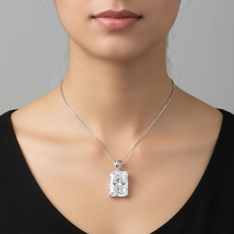 D'Joy Moissanit Anhänger mit Kette, ca. 50 cm 925 Silber rhodiniert ca. 30.11 ct