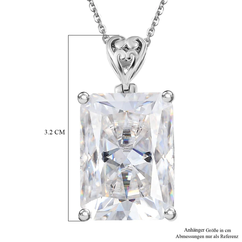 D'Joy Moissanit Anhänger mit Kette, ca. 50 cm 925 Silber rhodiniert ca. 30.11 ct