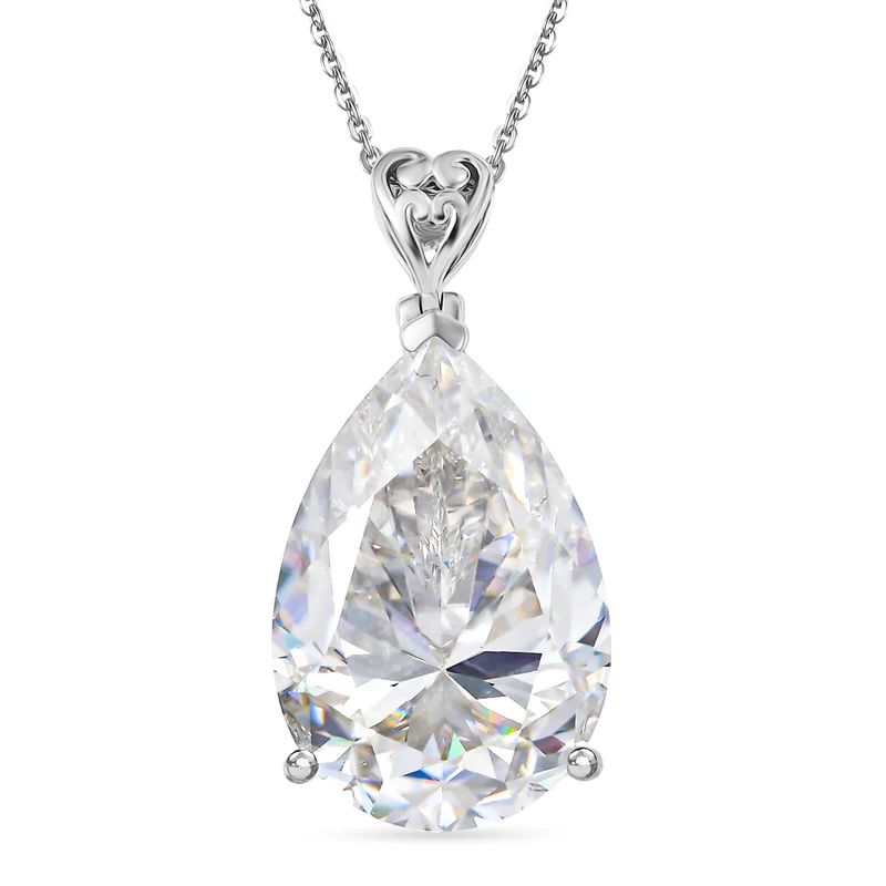 D'Joy Moissanit Anhänger mit Kette, ca. 50 cm 925 Silber rhodiniert ca. 30.11 ct