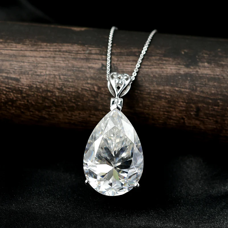 D'Joy Moissanit Anhänger mit Kette, ca. 50 cm 925 Silber rhodiniert ca. 30.11 ct