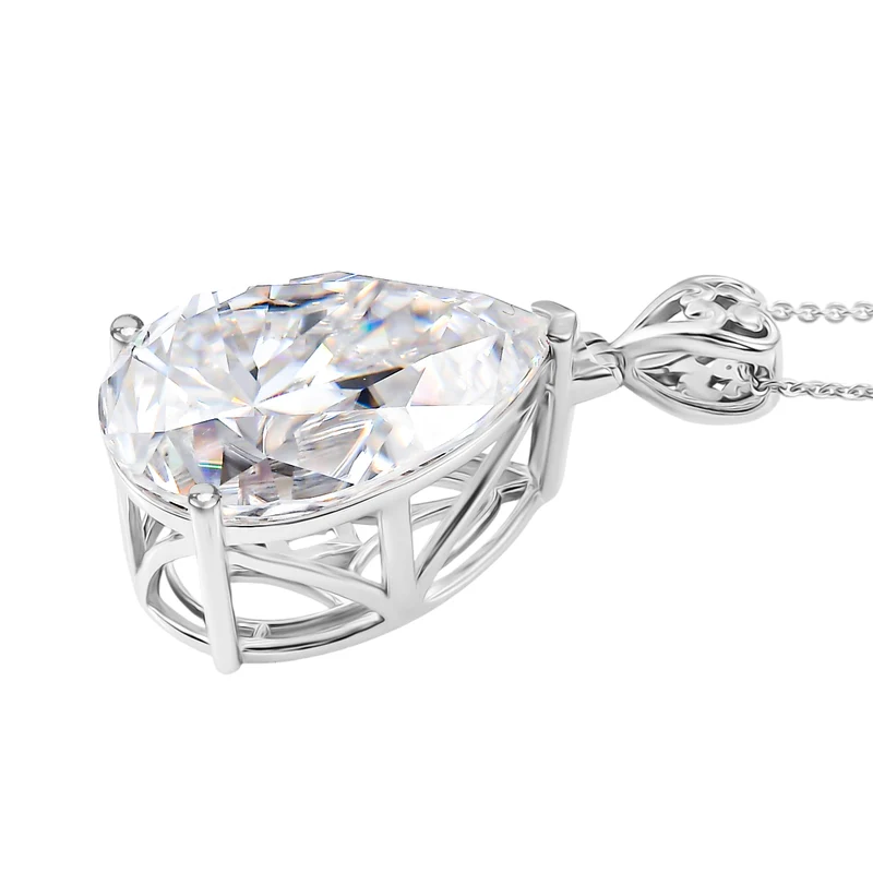 D'Joy Moissanit Anhänger mit Kette, ca. 50 cm 925 Silber rhodiniert ca. 30.11 ct