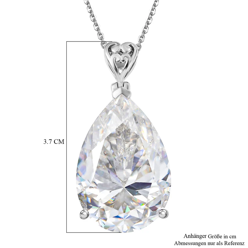 D'Joy Moissanit Anhänger mit Kette, ca. 50 cm 925 Silber rhodiniert ca. 30.11 ct