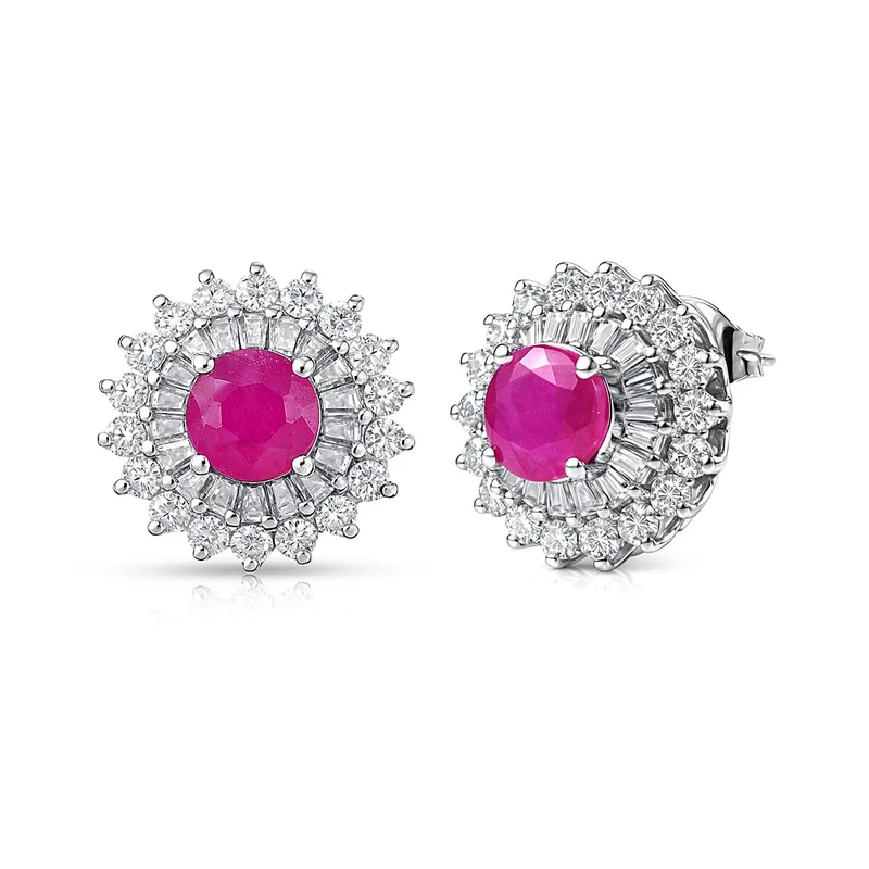 D'Joy AA Burmesischer Rubin, Moissanit Ohrringe 925 Silber Rhodiniert ca. 4,10 ct. (10-15 Werktage Lieferzeit)