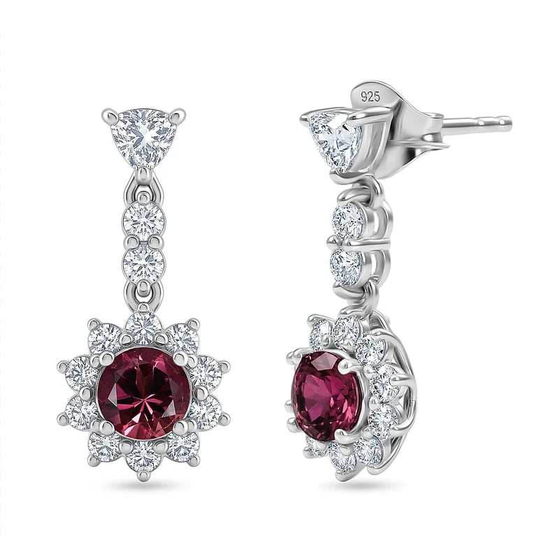 D'Joy AA Rubellit, Moissanit Ohrringe 925 Silber Rhodiniert ca. 2,72 ct. (9-14 Werktage Lieferzeit)