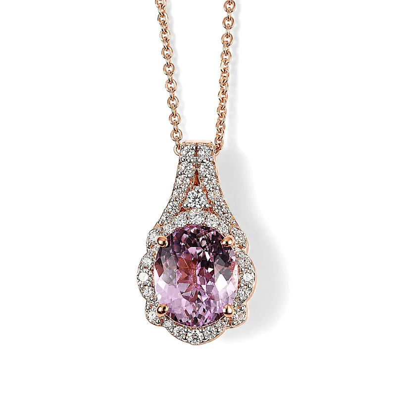 D'Joy AA Martha Rocha Kunzite, Moissanit Schmuckset (10-15 Werktage Lieferzeit) ca. 45 cm 925 Silber 750 Roségold vermeil ca. 3,83 ct.