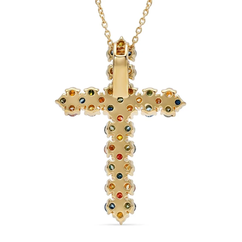 LUXURIANT SI-GH mehrfarbigerLabor Diamant Anhänger mit 45+5cm Kette, 925 Silber 750 Gelbgold Vermeil - 1 ct.