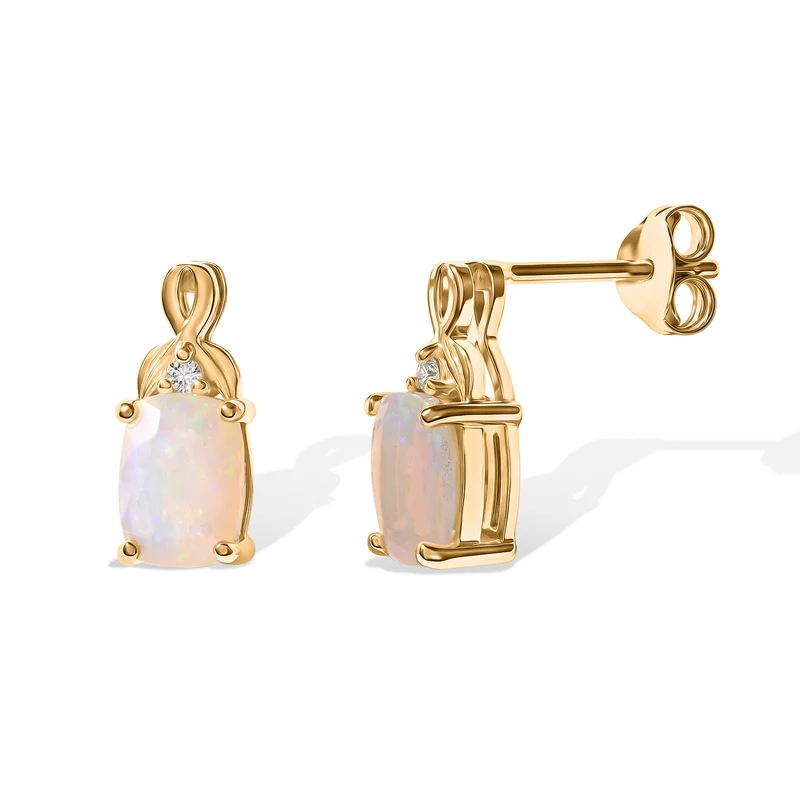 D'Joy AA Natürlicher, äthiopischer Welo Opal, Rosa Turmalin Ohrringe 925 Silber 750 Vergoldet ca. 1.30 ct
