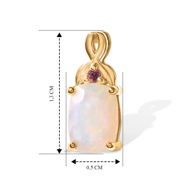 D'Joy AA Natürlicher, äthiopischer Welo Opal, Rosa Turmalin Ohrringe 925 Silber 750 Vergoldet ca. 1.30 ct