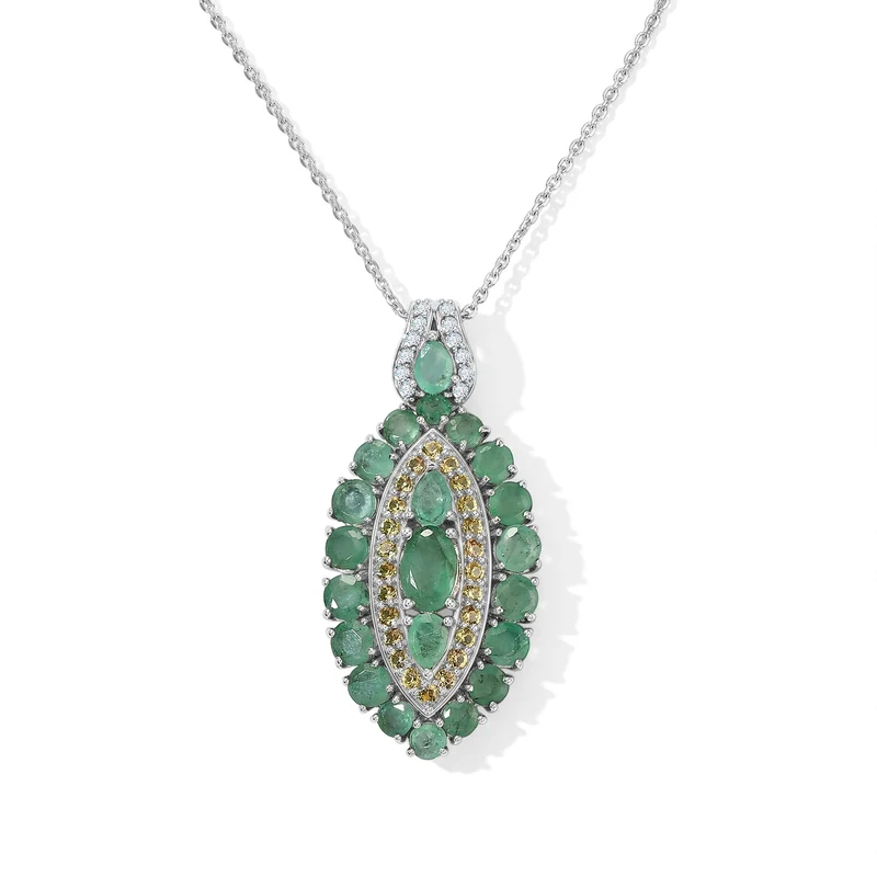 D'Joy Smaragd Schmuckset ca. 50 cm 925 Silber Rhodiniert ca. 3.54 ct