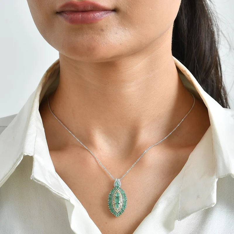 D'Joy Smaragd Schmuckset ca. 50 cm 925 Silber Rhodiniert ca. 3.54 ct