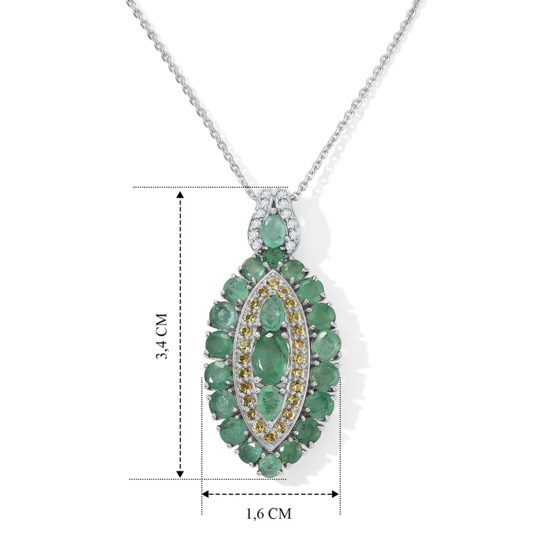 D'Joy Smaragd Schmuckset ca. 50 cm 925 Silber Rhodiniert ca. 3.54 ct