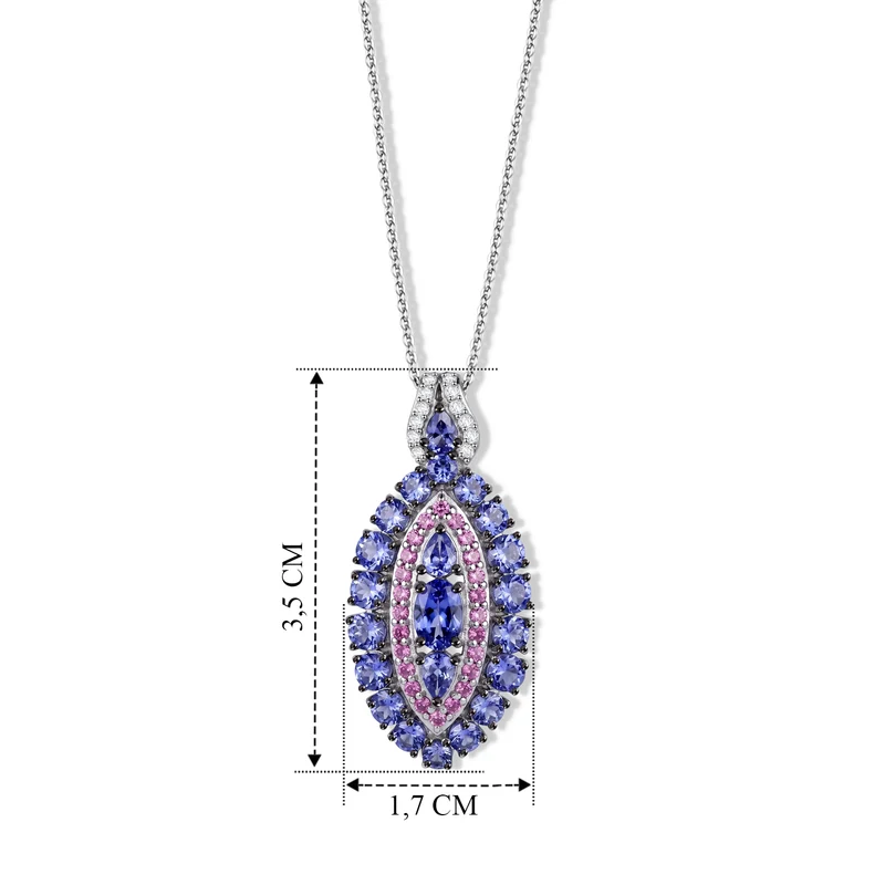D'Joy Smaragd Schmuckset ca. 50 cm 925 Silber Rhodiniert ca. 3.54 ct