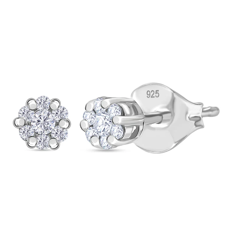 D'Joy Natürlicher Champagner Diamant Ohrringe 925 Silber 750 Roségold Vermeil ca. 0.10 ct