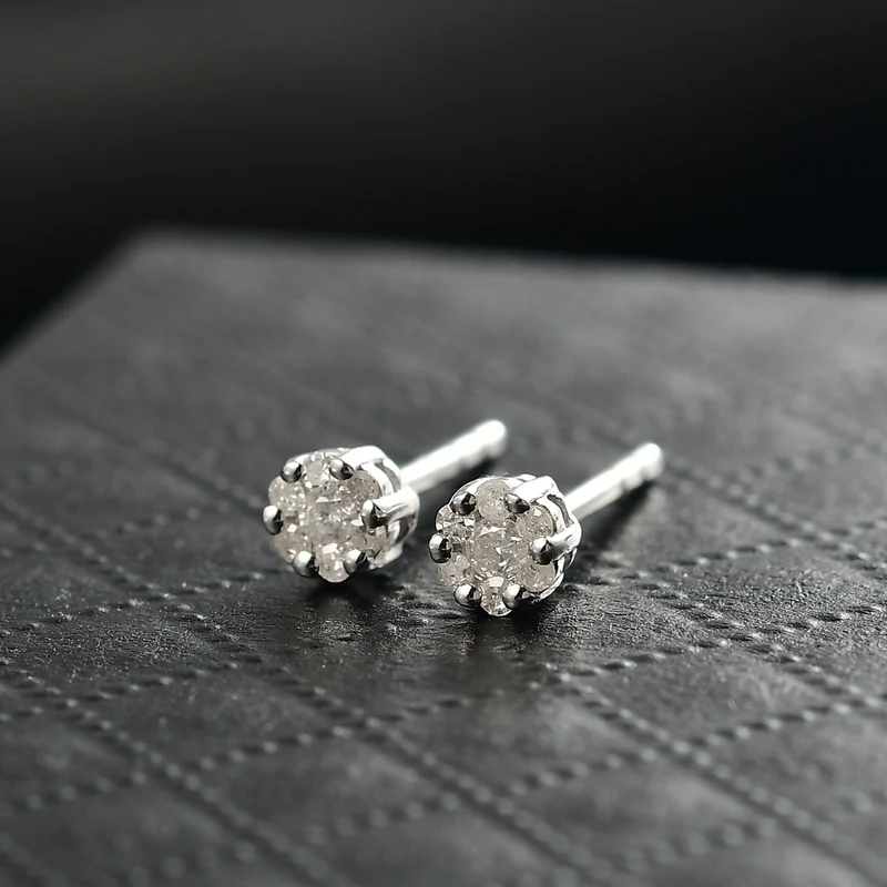 D'Joy Natürlicher Champagner Diamant Ohrringe 925 Silber 750 Roségold Vermeil ca. 0.10 ct