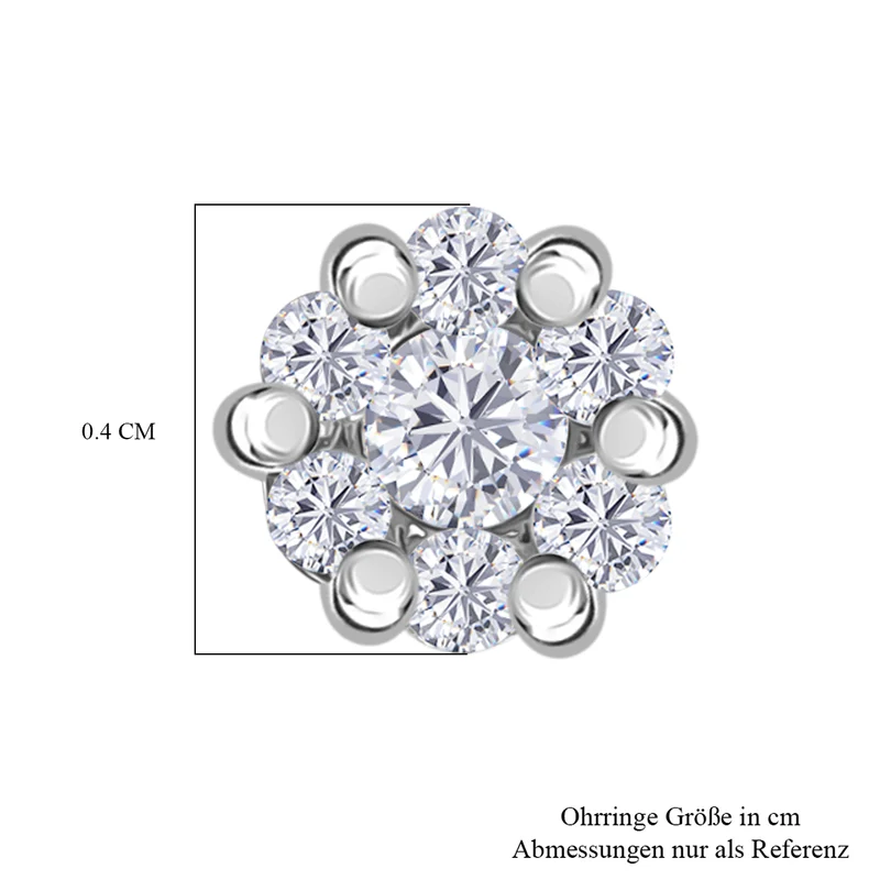D'Joy Natürlicher Champagner Diamant Ohrringe 925 Silber 750 Roségold Vermeil ca. 0.10 ct