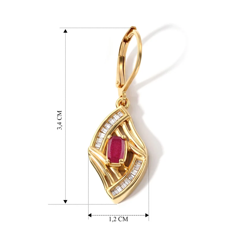 EverTrue AAA afrikanische Rubin (Fissure gefüllt) und Moissanit Ohrringe, Bronze mit Gelbgold E-Beschichtung - 1,20 ct.