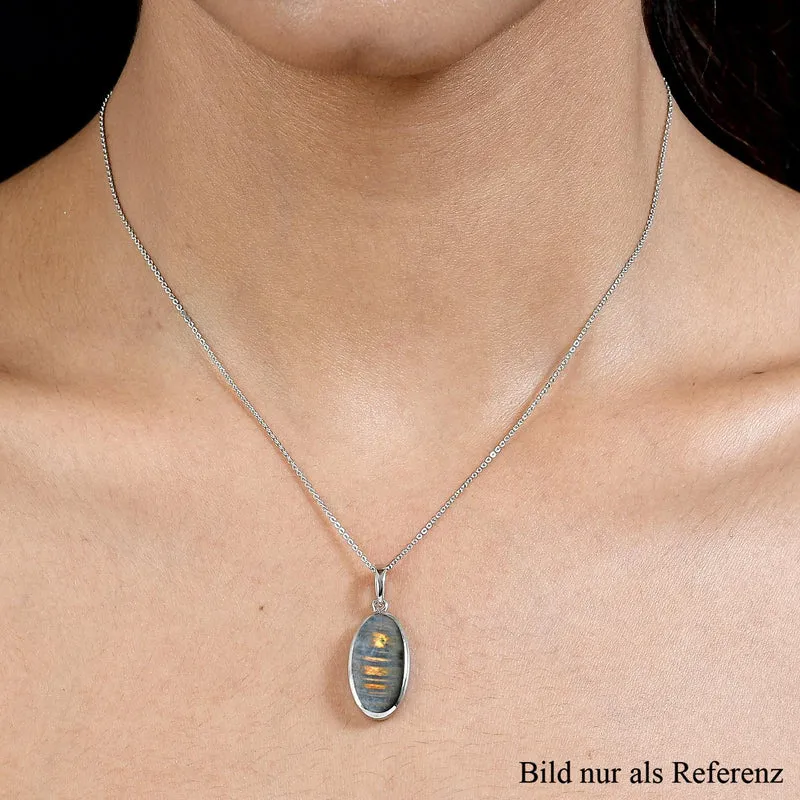 Feuer Labradorit-Anhänger mit Kette, 925 Silber platiniert ca. 9.37 ct