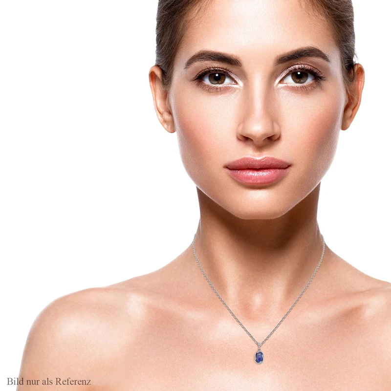 Lapislazuli und weißer Kristall Anhänger mit Kette, Edelstahl ca. 17.00 ct