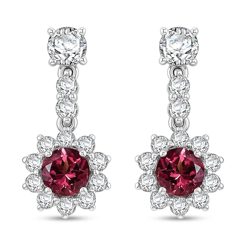 D'Joy AA Rubellit, Moissanit Ohrringe 925 Silber Rhodiniert ca. 2,92 ct. (9-14 Werktage Lieferzeit)