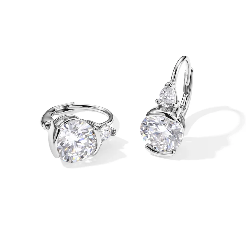 D'Joy Moissanit Ohrringe, 925 Silber 750 Gelbgold Vermeil - 4,06 ct.