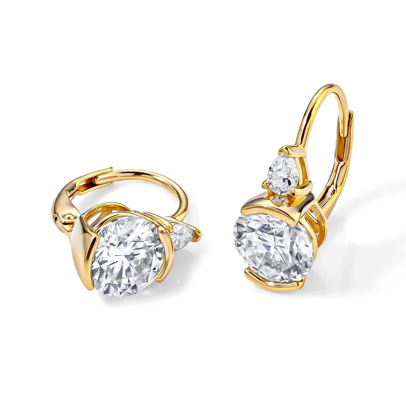 D'Joy Moissanit Ohrringe, 925 Silber 750 Gelbgold Vermeil - 4,06 ct.