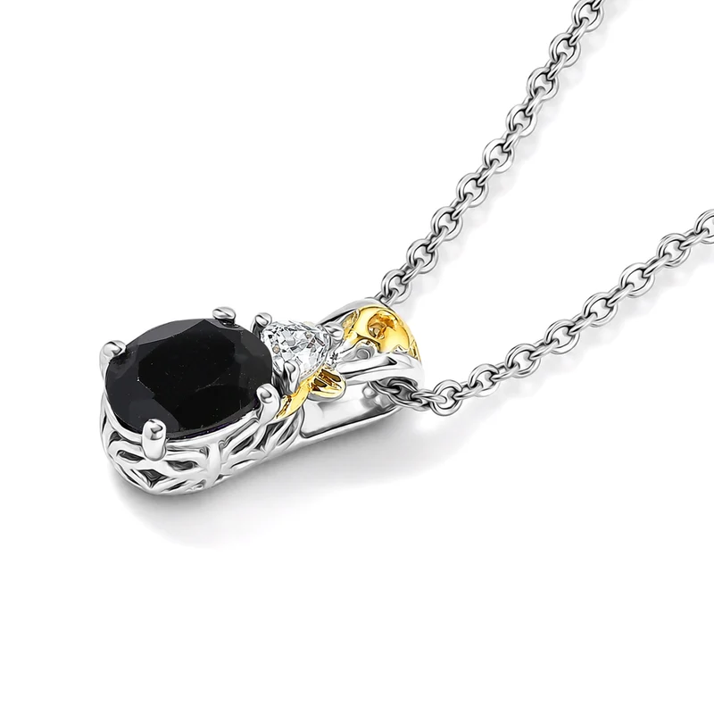 EverTrue rotes Granat und weißes Topas Schmuckset, 316L Edelstahl und Bronze mit zweifarbiger E-Beschichtung - 5,66 ct.