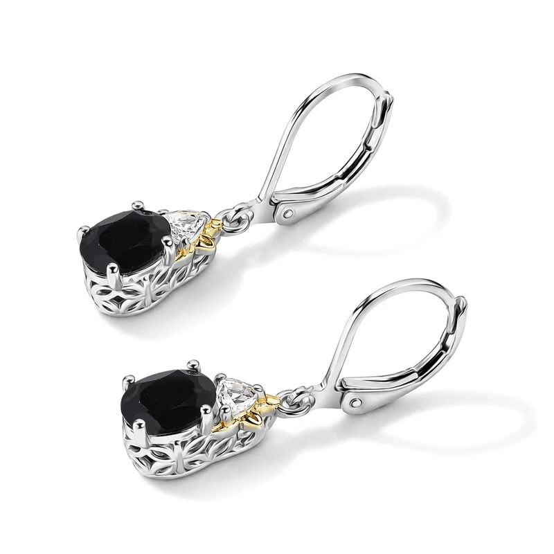EverTrue rotes Granat und weißes Topas Schmuckset, 316L Edelstahl und Bronze mit zweifarbiger E-Beschichtung - 5,66 ct.