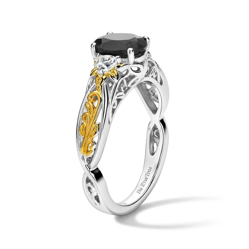 EverTrue rotes Granat und weißes Topas Schmuckset, 316L Edelstahl und Bronze mit zweifarbiger E-Beschichtung - 5,66 ct.