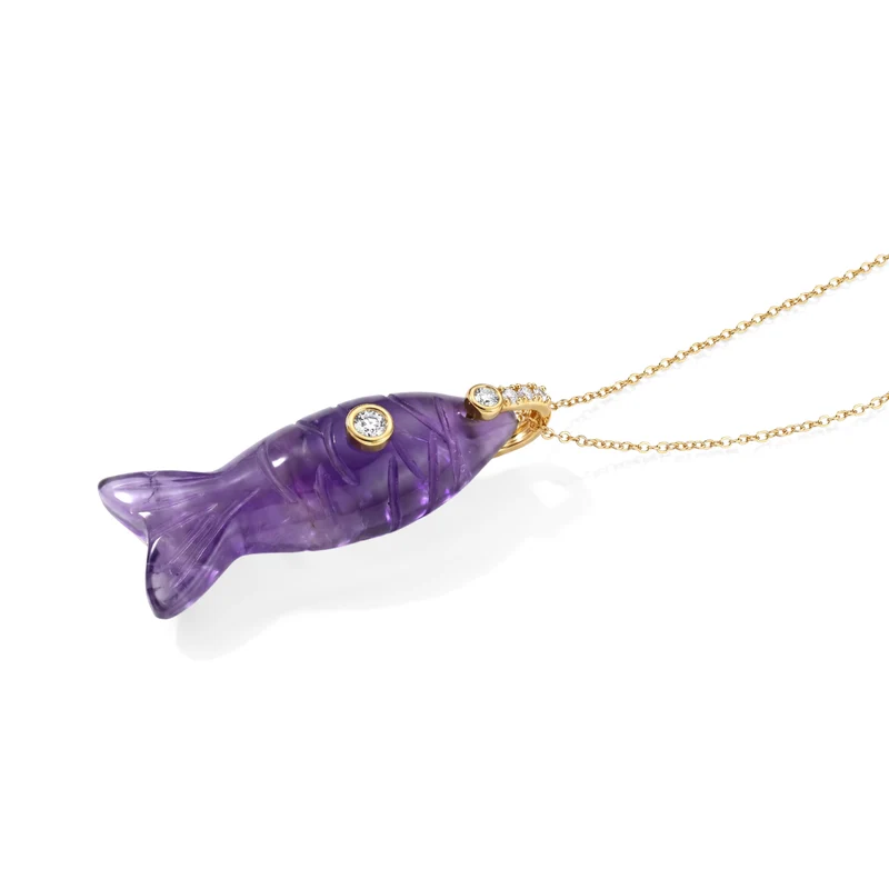 Afrikanischer Amethyst, Weißer Zirkonia Schmuckset ca. 50 cm + 5 cm Extender Nickelfreies Messing Ion-Gelbbeschichtung 50.00 ct