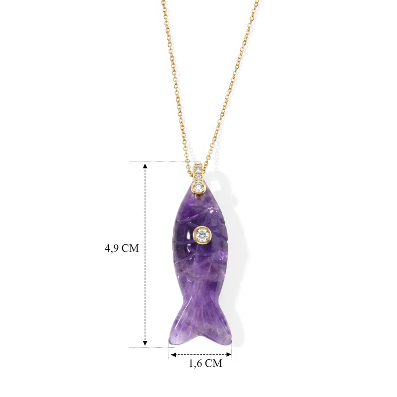 Afrikanischer Amethyst, Weißer Zirkonia Schmuckset ca. 50 cm + 5 cm Extender Nickelfreies Messing Ion-Gelbbeschichtung 50.00 ct