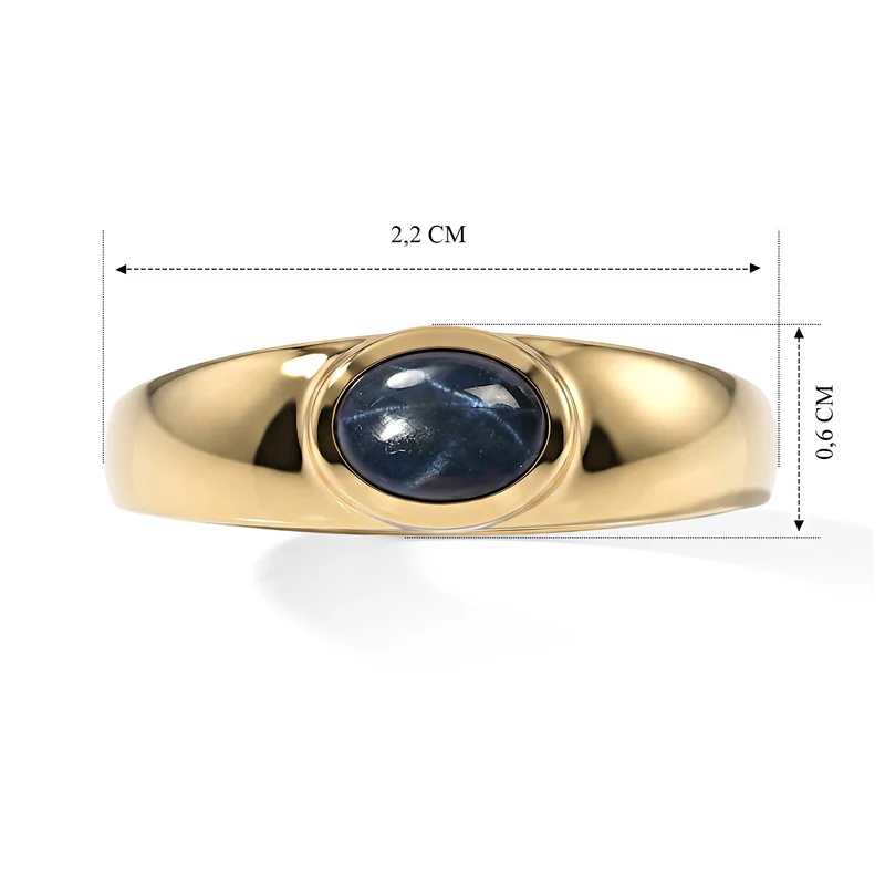 EveTrue AA blaues Stern Saphir Schmuckset, 316L Edelstahl und Bronze mit Gelbgold E-Beschichtung - 2,79 ct.