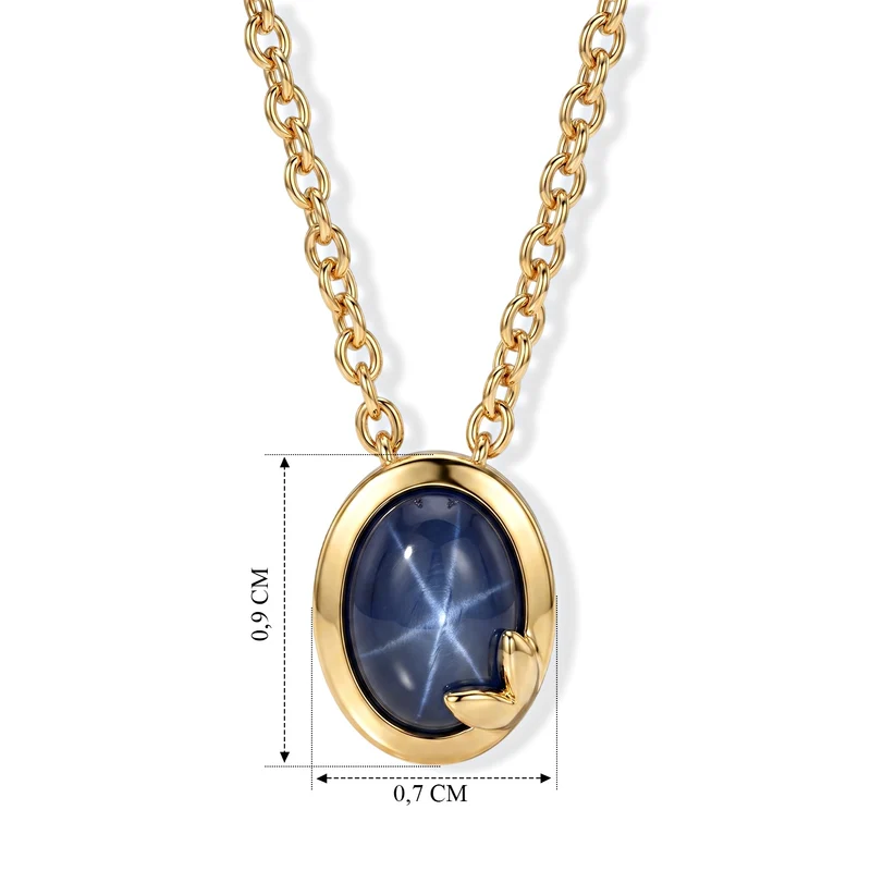 EveTrue AA blaues Stern Saphir Schmuckset, 316L Edelstahl und Bronze mit Gelbgold E-Beschichtung - 2,79 ct.
