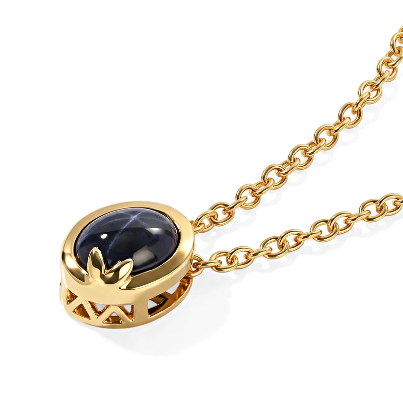 EveTrue AA blaues Stern Saphir Schmuckset, 316L Edelstahl und Bronze mit Gelbgold E-Beschichtung - 2,79 ct.
