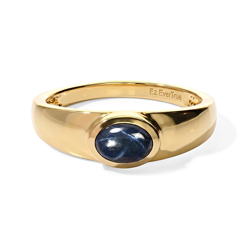 EveTrue AA blaues Stern Saphir Schmuckset, 316L Edelstahl und Bronze mit Gelbgold E-Beschichtung - 2,79 ct.