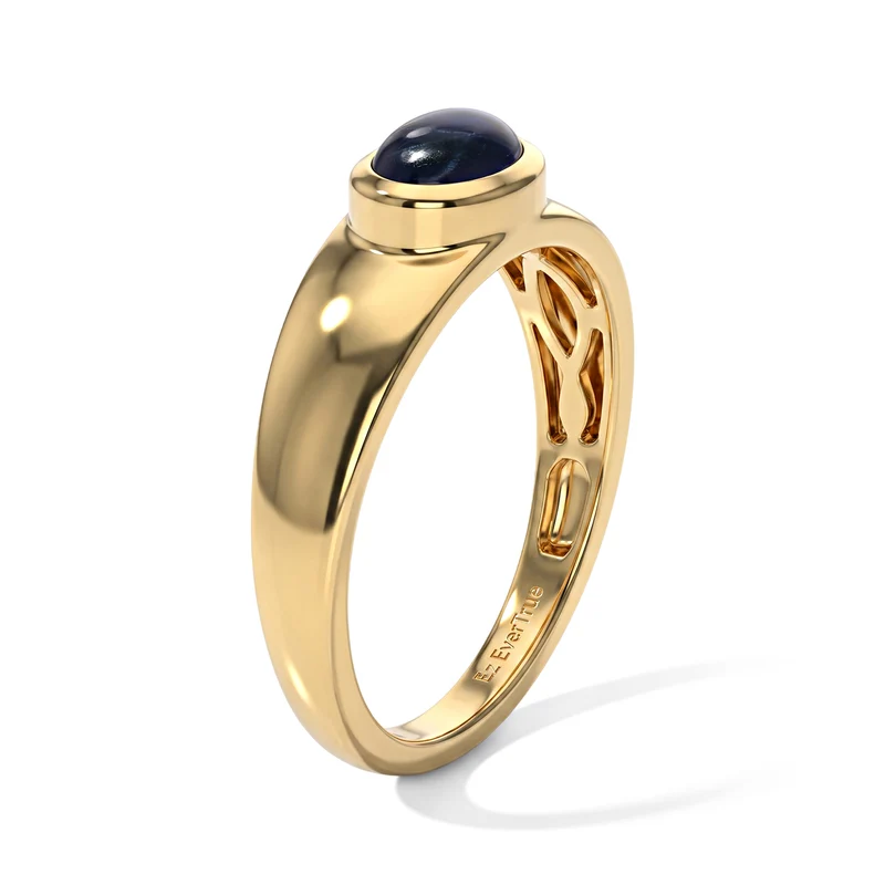 EveTrue AA blaues Stern Saphir Schmuckset, 316L Edelstahl und Bronze mit Gelbgold E-Beschichtung - 2,79 ct.