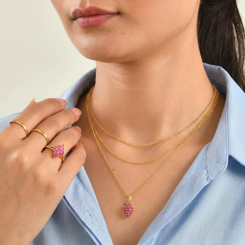 EverTrue Lagunen Apatit Schmuckset, 316L Edelstahl und Bronze mit Gelbgold E-Beschichtung - 1,85 ct.